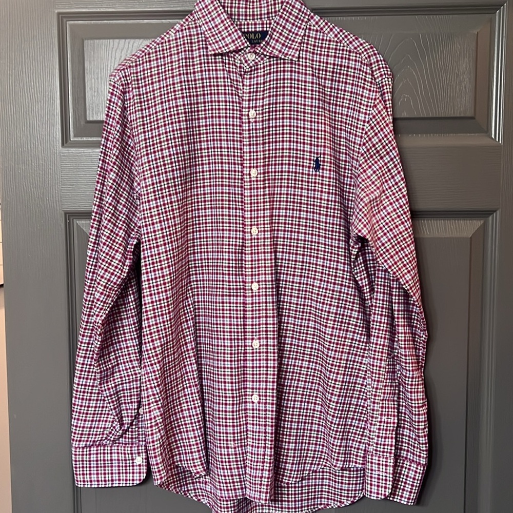 Polo Ralph Lauren magenta checkered casual button down M slim fit